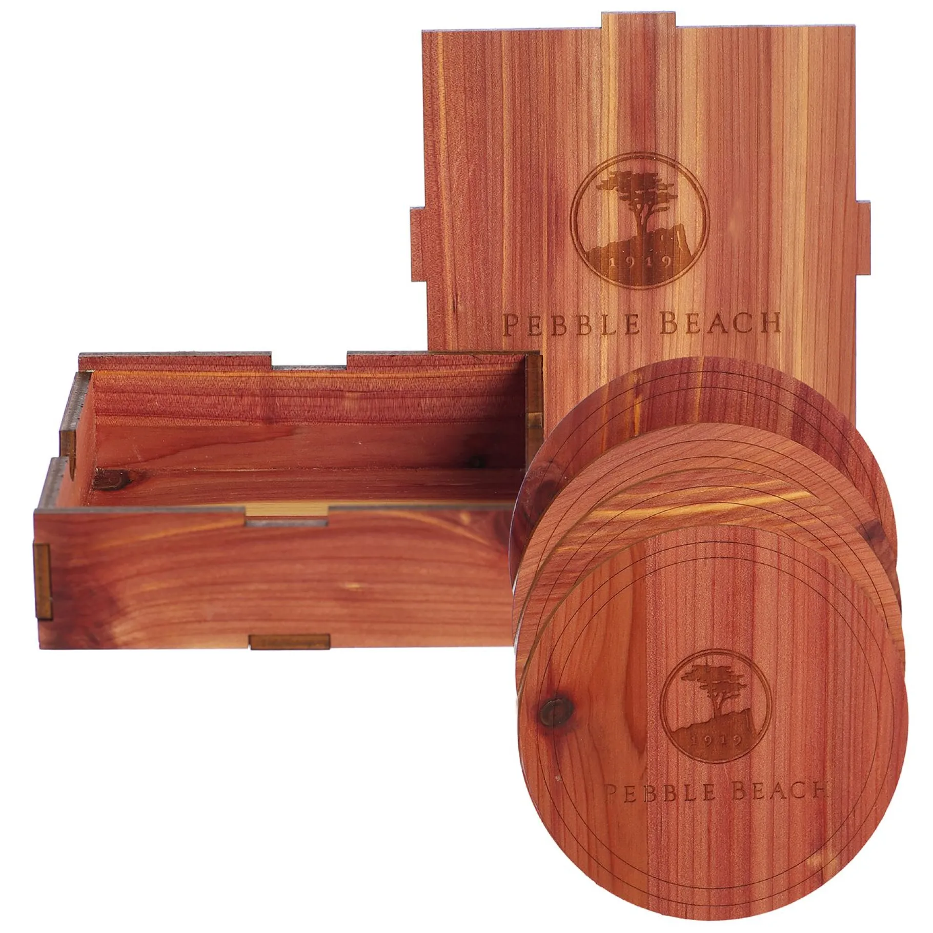 Hot Pebble Beach Cedar Coaster Set By Woodchuck
