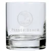 Fashion Pebble Beach Etched Double Old Fashioned Glass