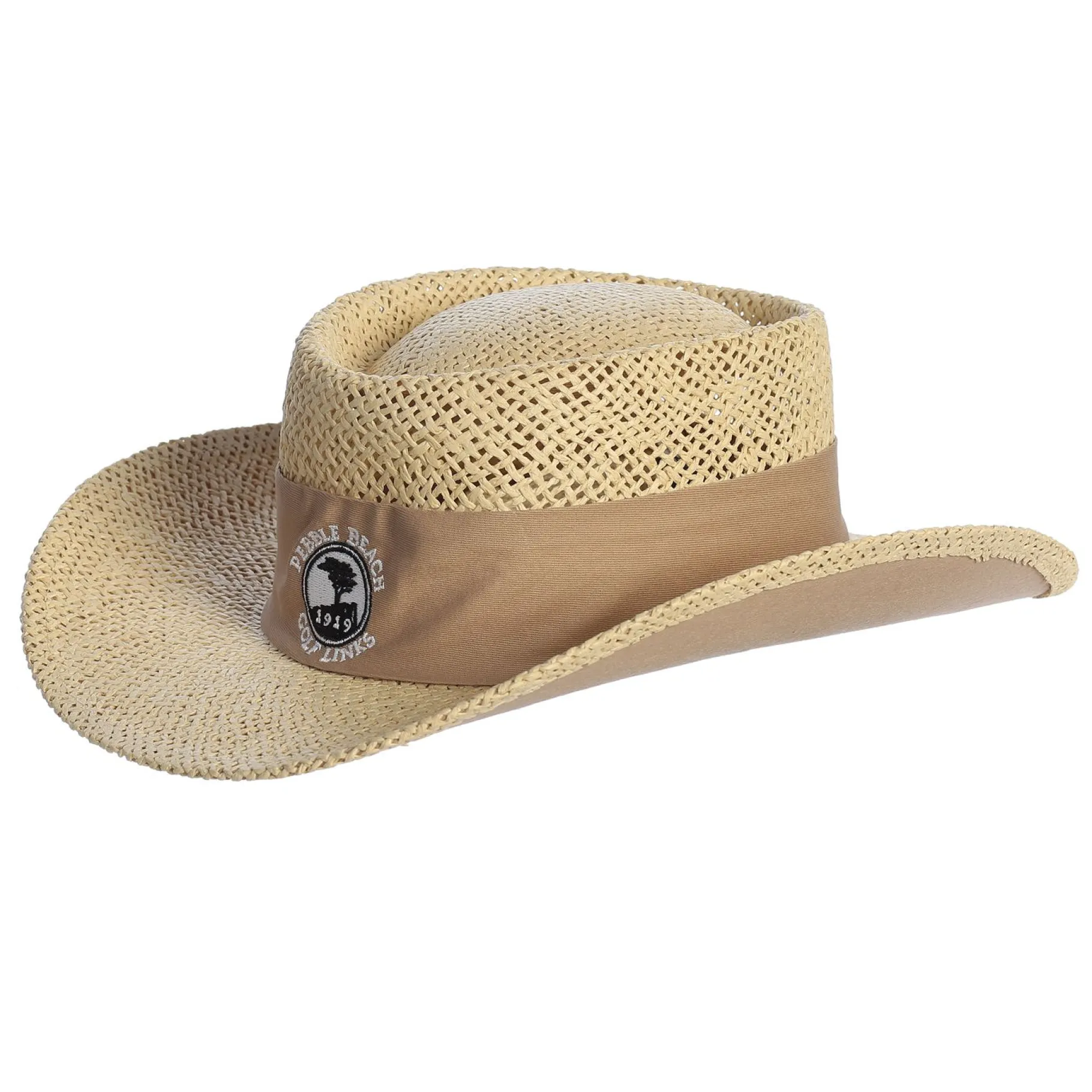 Online Pebble Beach Golf Links Straw Hat W/ Tan Band By Ahead