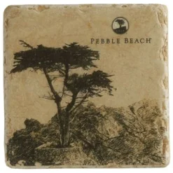 Clearance Pebble Beach Heritage Logo Handcrafted Marble Coaster