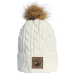 New Pebble Beach Ladies Cable Knit Pom Beanie By Ahead