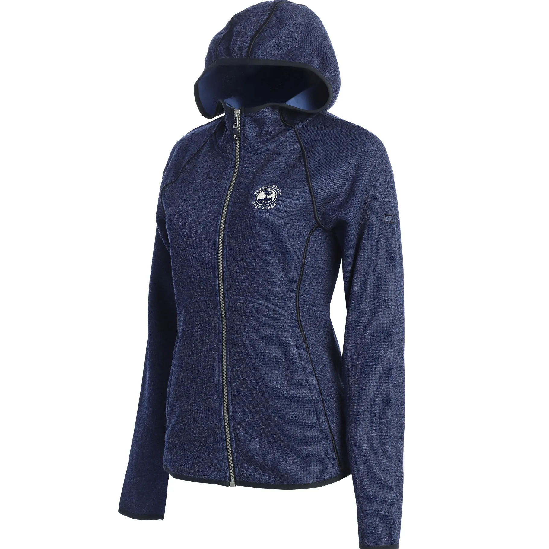 Fashion Pebble Beach Ladies Mainsail Full Zip Sweater Knit Hoodie By Cutter & Buck