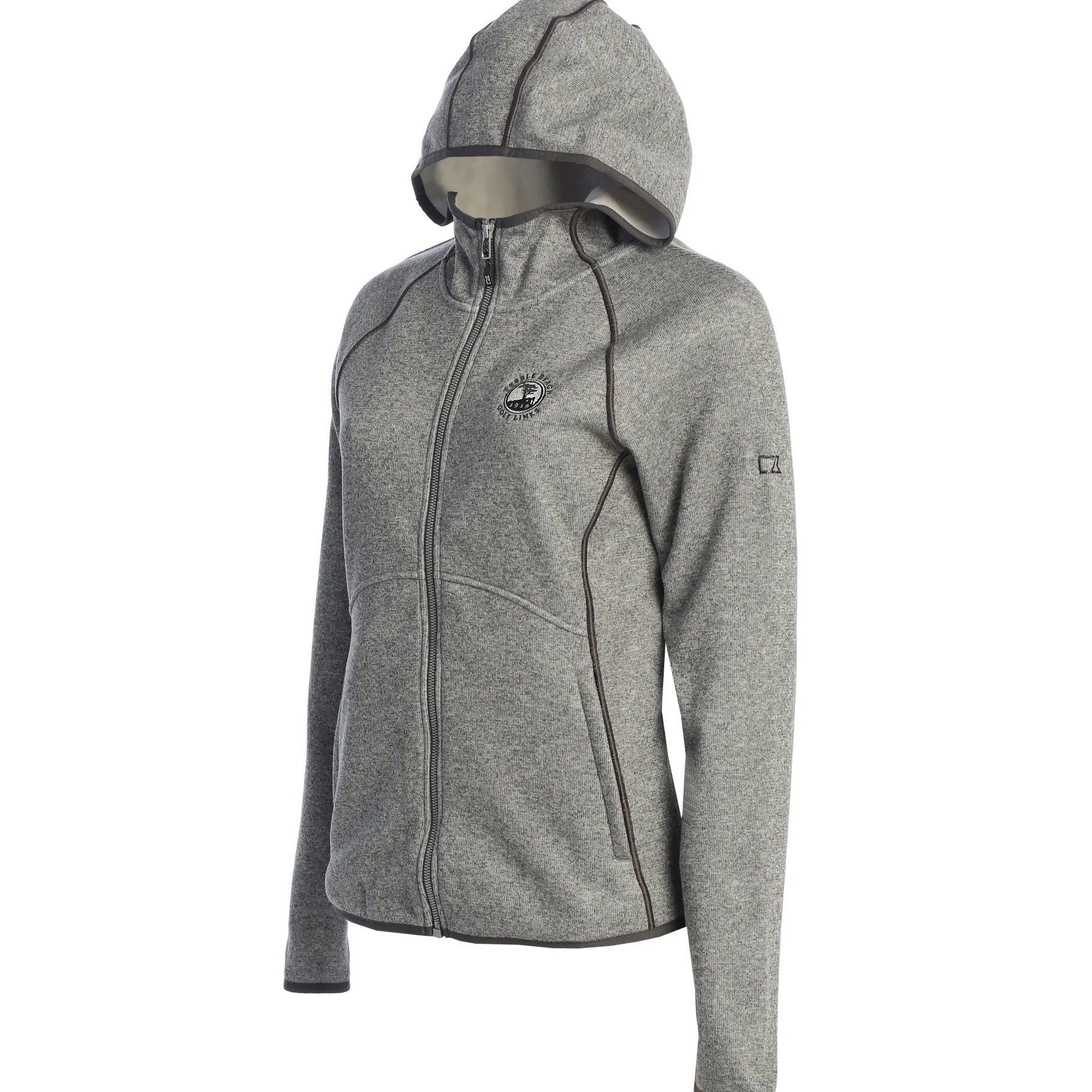 Fashion Pebble Beach Ladies Mainsail Full Zip Sweater Knit Hoodie By Cutter & Buck