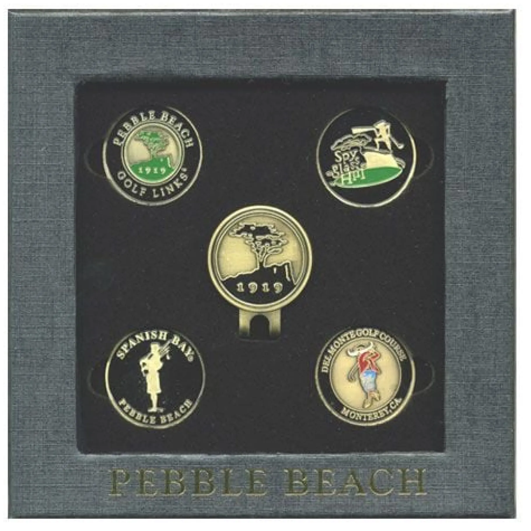 New Pebble Beach Resorts Four Course Hat Clip & Ball Marker Set