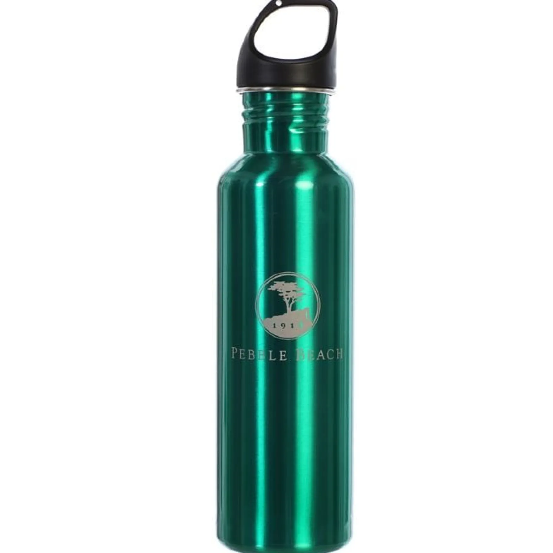 New Pebble Beach Stainless Steel Etched Water Bottle Green