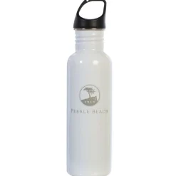 New Pebble Beach Stainless Steel Etched Water Bottle Green