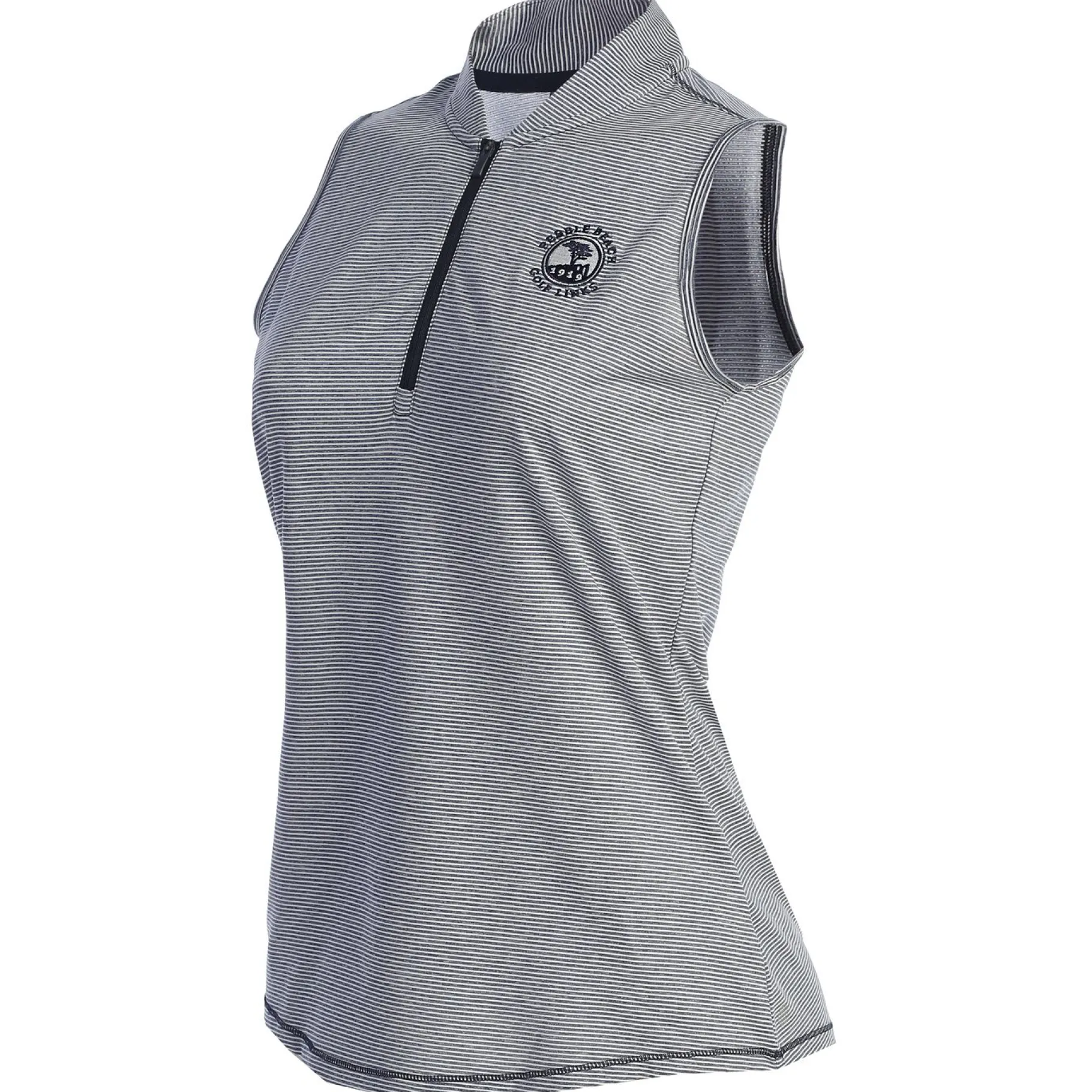 Clearance Pebble Beach Women's Sleeveless 1/2 Zip Stripe Polo By Adidas