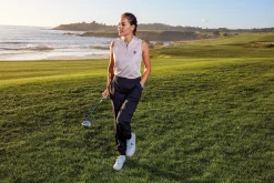 Clearance Pebble Beach Women's Sleeveless 1/2 Zip Stripe Polo By Adidas