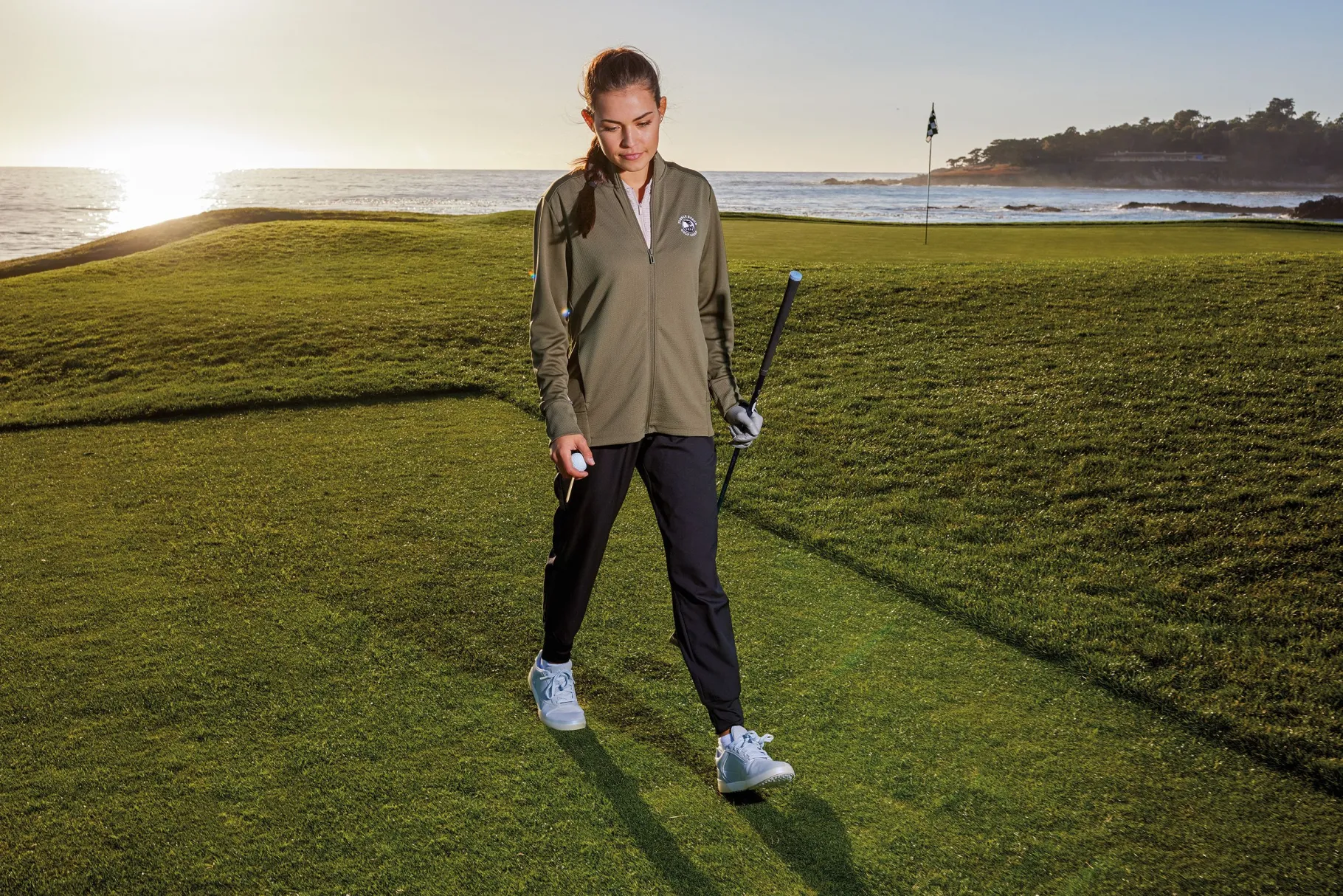 Clearance Pebble Beach Women's Textured Full Zip Jacket By Adidas