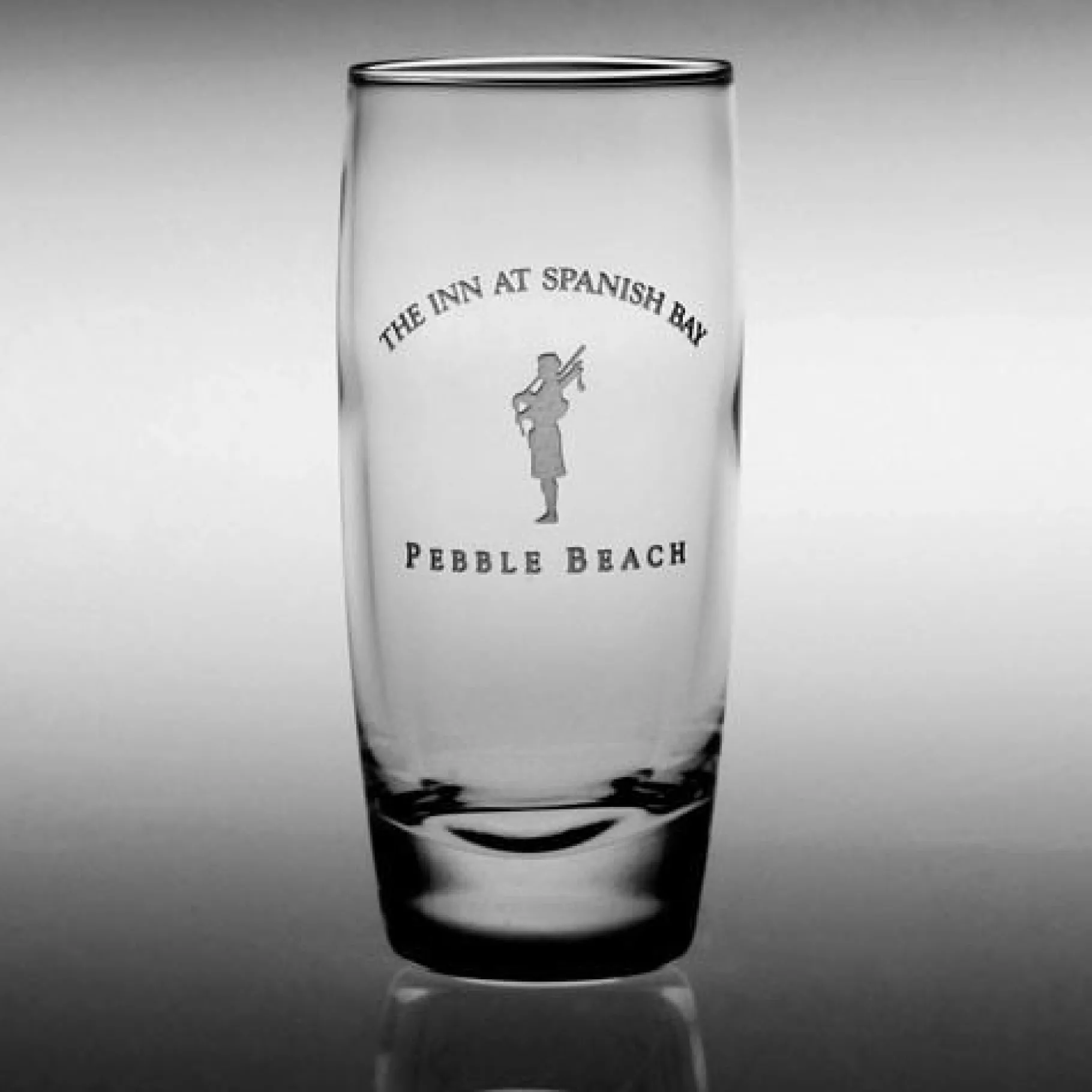 Discount Pebble Beach Spanish Bay Bagpiper Etched Tall Shot Glass Fine Crystal Collection