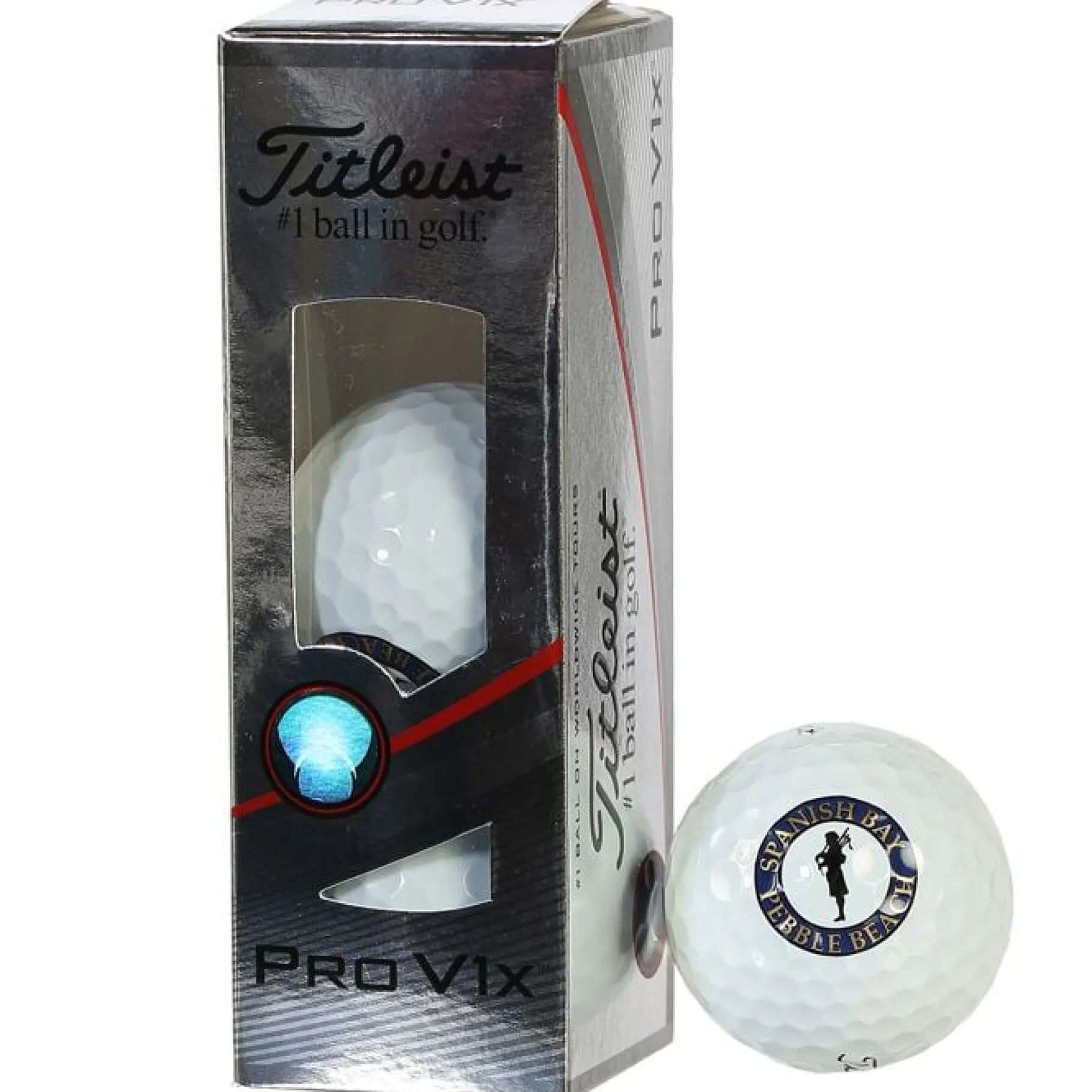 Discount Pebble Beach Spanish Bay Pro V1 X Sleeve Of Balls By Titleist